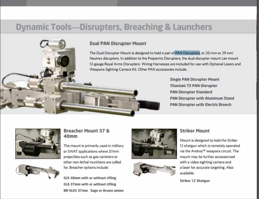 These are some of the options offered in the Northrop Grumman catalog for the Remotec robots.