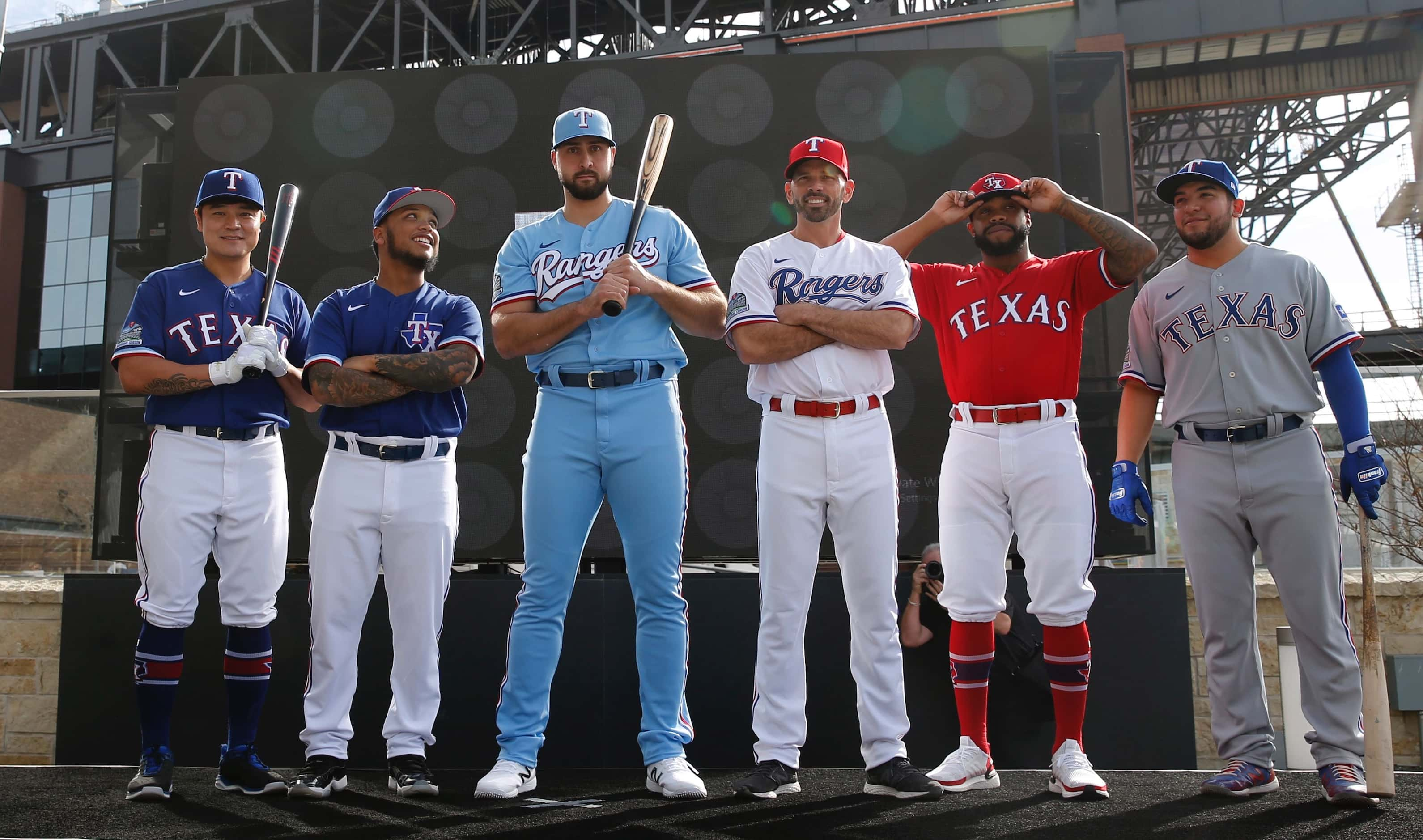 Texas Rangers Shin-Soo Choo, Willie Calhoun, Joey Gallo, Chris Woodward, Delino DeShields...