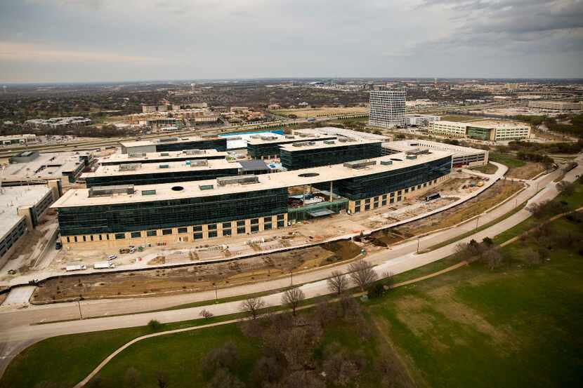 Construction on Toyota's new North American headquarters complex seen on Monday, March 6,...