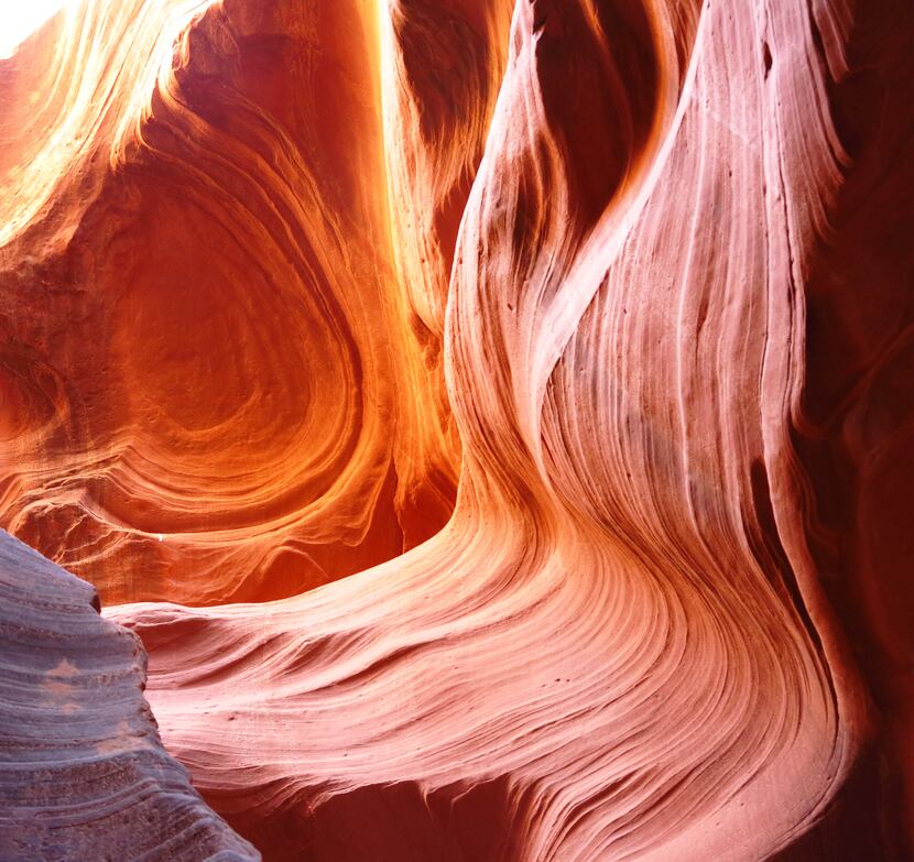 Formations of light impress on Lower Antelope Canyon.

