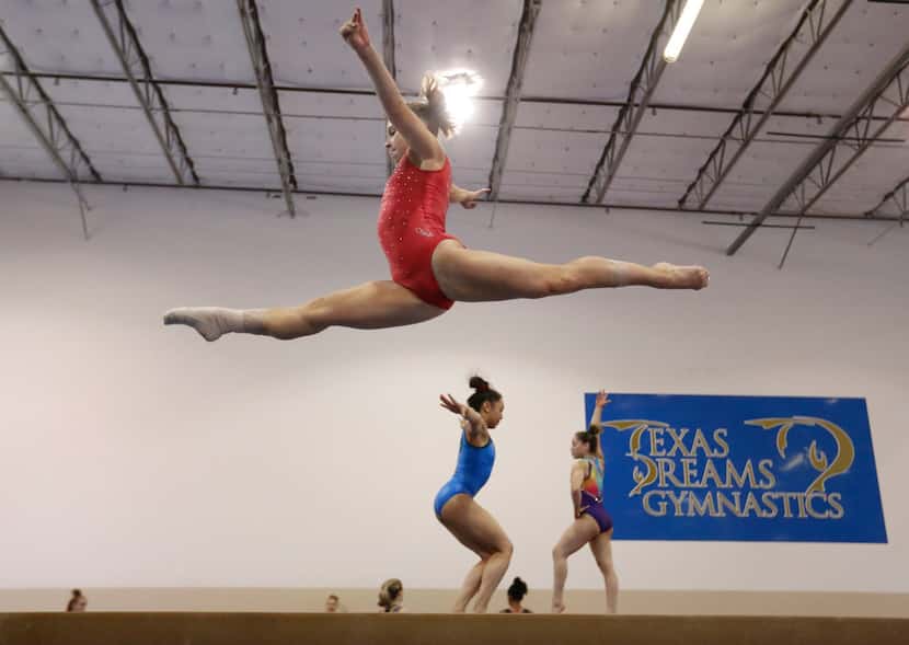 Gymnast Ragan Smith is pictured while practicing at Texas Dreams Gymnastics in Coppell,...