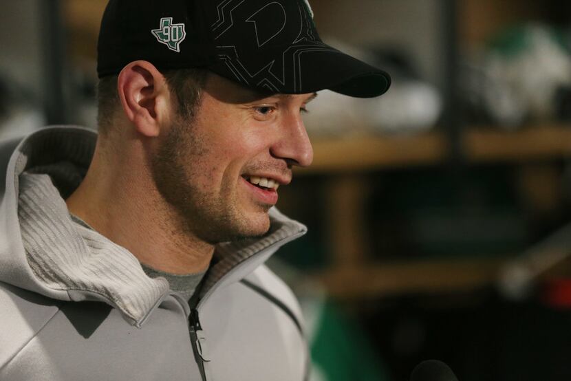 Dallas Stars center Jason Spezza speaks during a press conference following the conclusion...