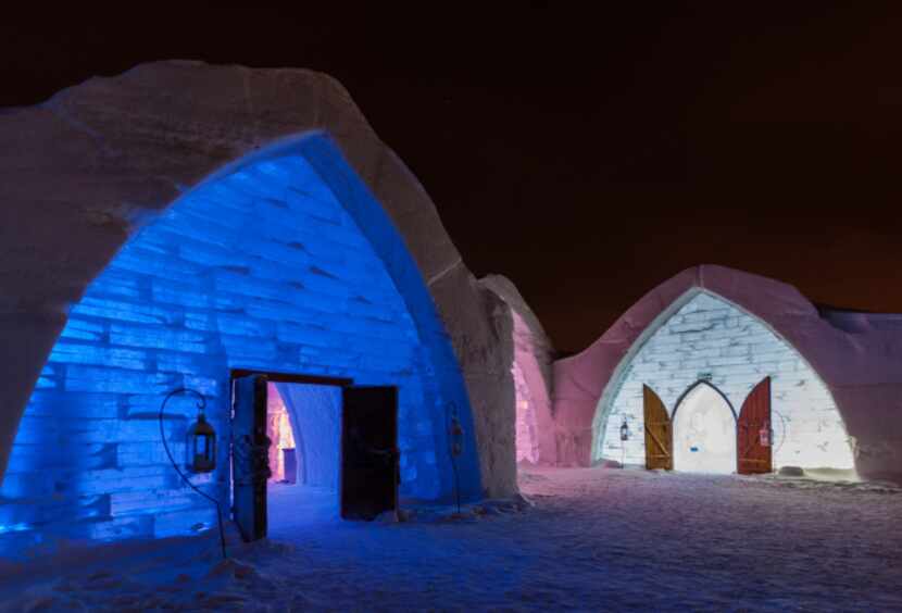Hôtel de Glace features 32,000 square feet of interconnected structures shaped like...