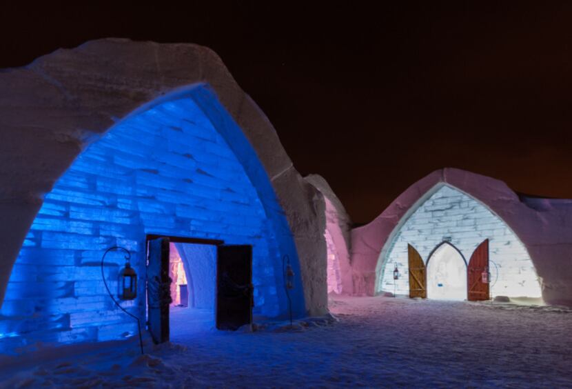 Hôtel de Glace features 32,000 square feet of interconnected structures shaped like...