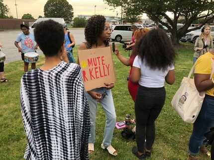 Protesters gathered before an R. Kelly concert this month in Greensboro, N.C.