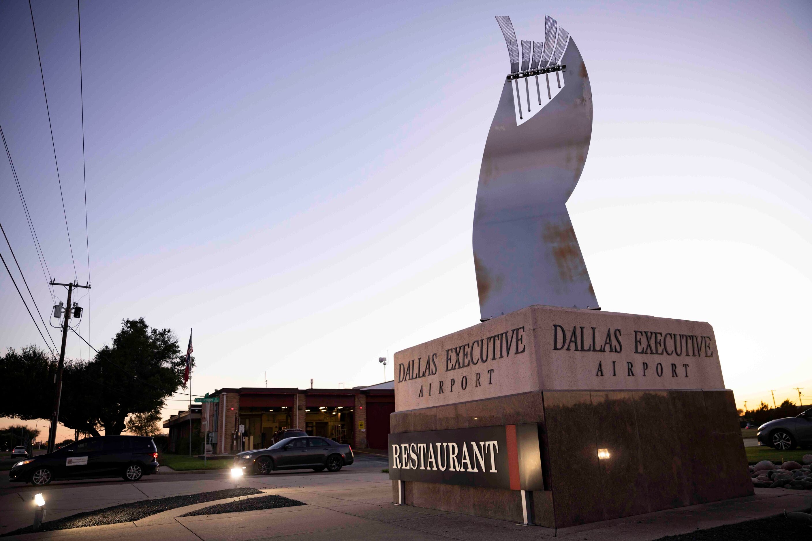 The entrance to Dallas Executive Airport where a mid-air collision between two planes...