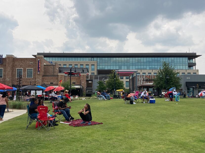 A pretty weekend usually means a crowd on the lawn at the Sound district in Cypress Waters.