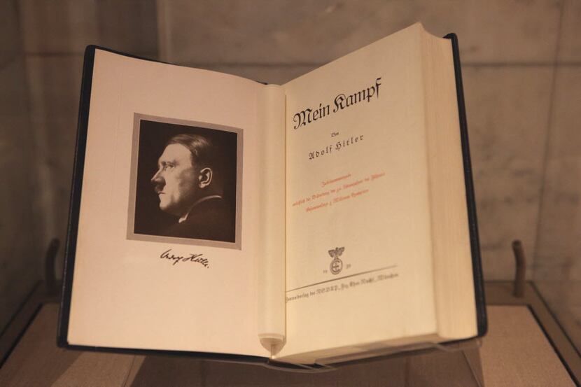 A copy of Adolf Hitler's Mein Kampf  on display at the New York Public Library in 2011.  