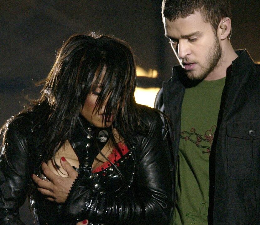 Duing the 2004 halftime show, Janet Jackson's was exposed after her outfit came undone...