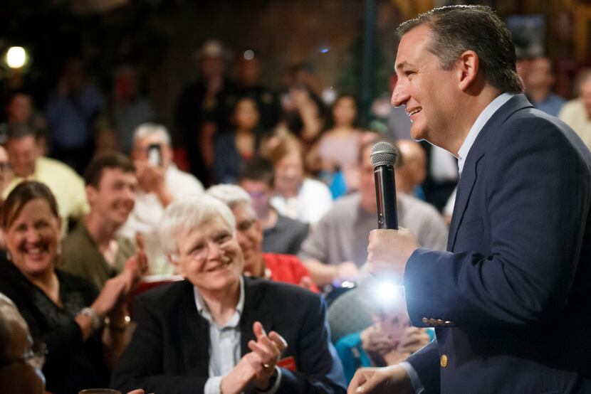Sen. Ted Cruz addresses supporters during a campaign event at Babes Chicken Dinner House on...