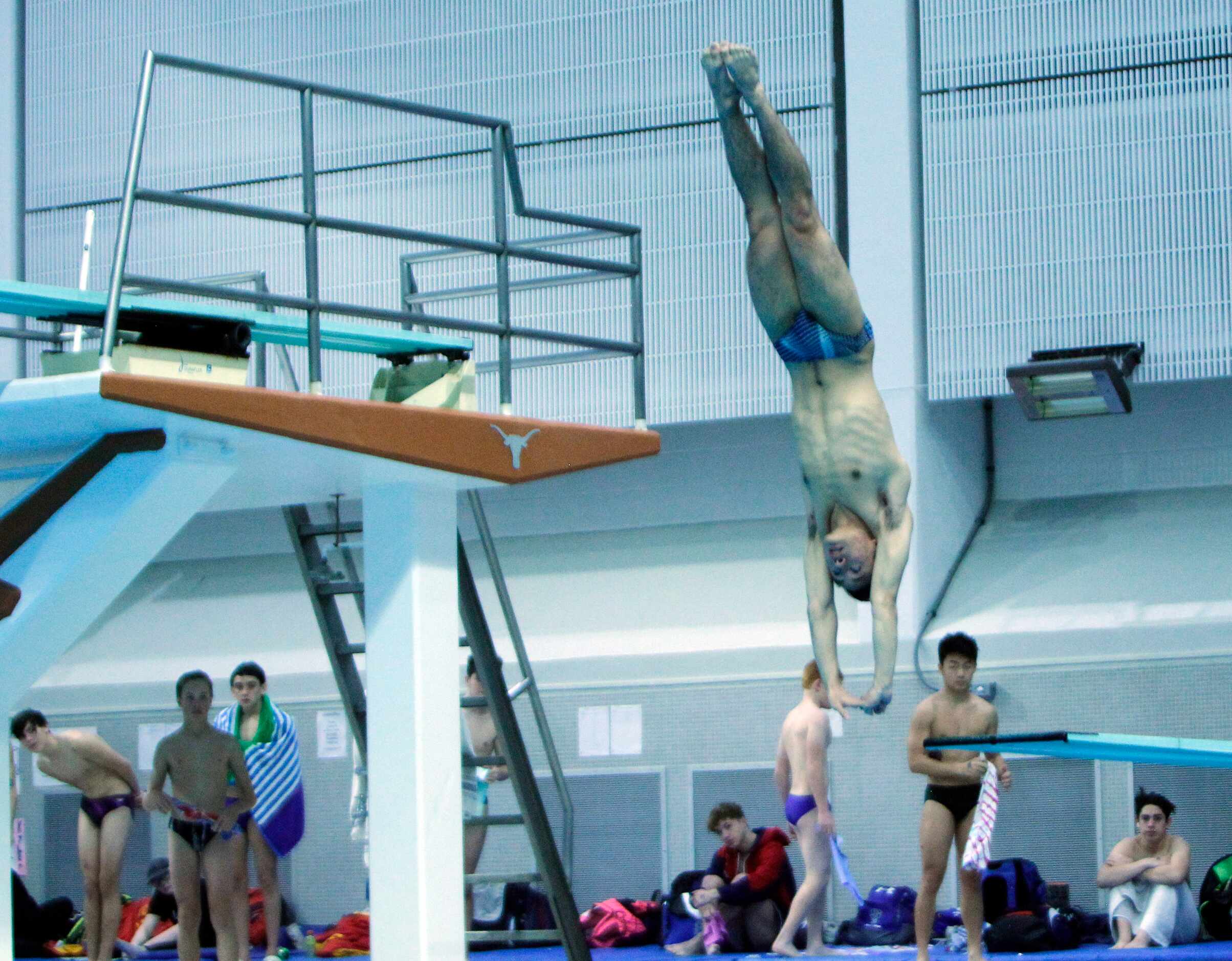 Mansfield Summit diver Benedict Nguyen competes in the 5A Diving competition. The first day...