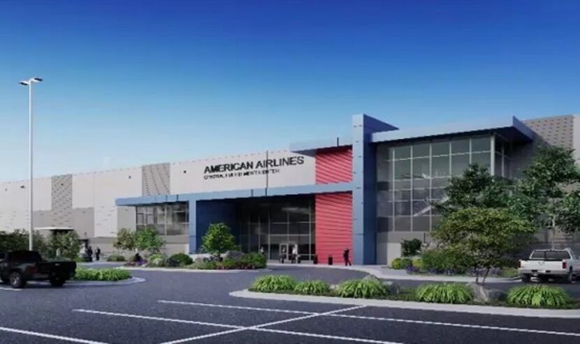 Rendering of a new American Airlines parts warehouse proposed at DFW International Airport.
