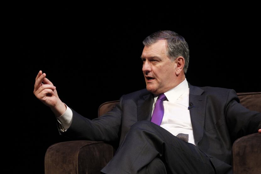Mayor Mike Rawlings speaks during Come Together panel at the Dallas City Performance Hall in...