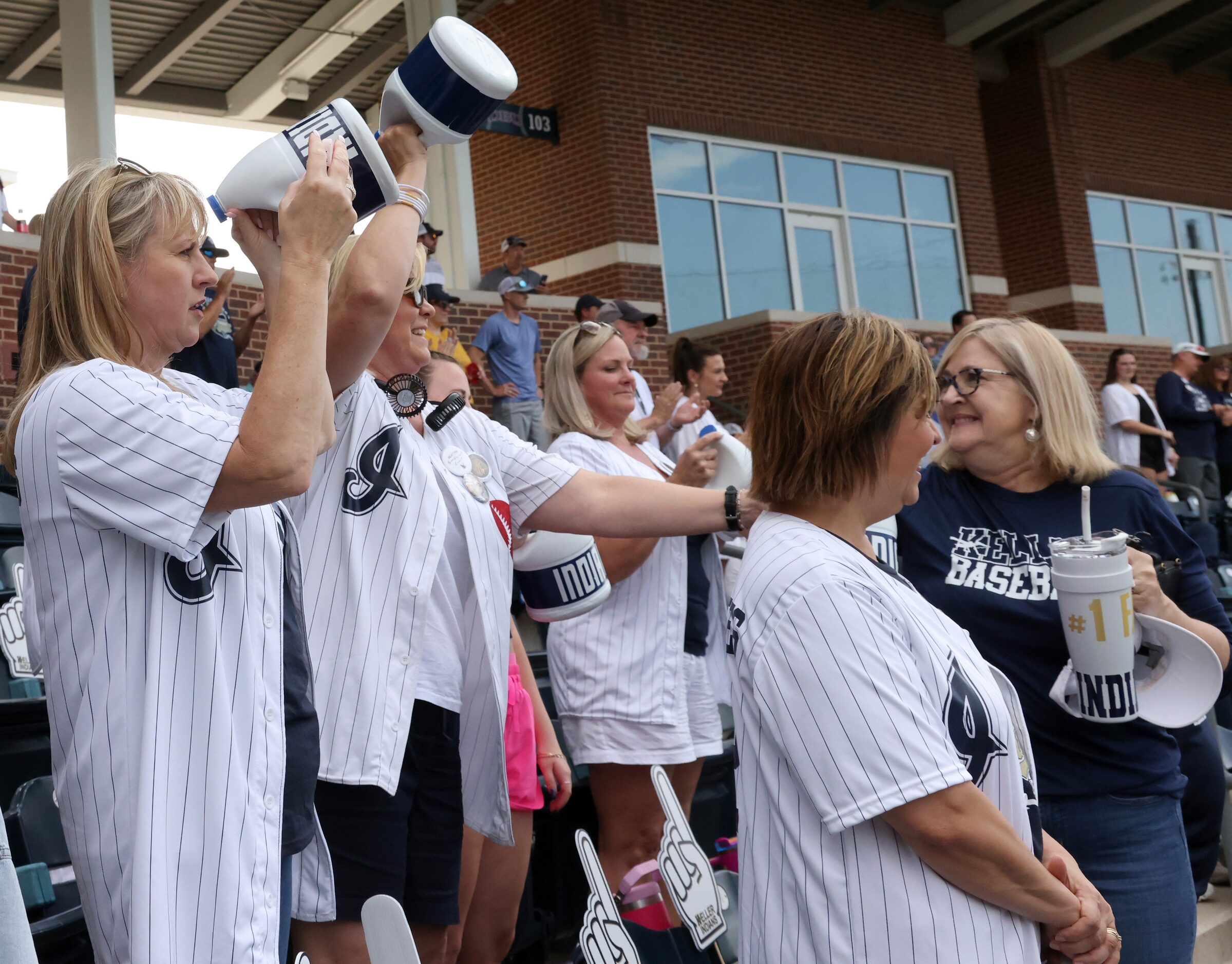 Keller fans cheer during player introductions prior to the start of their game against...