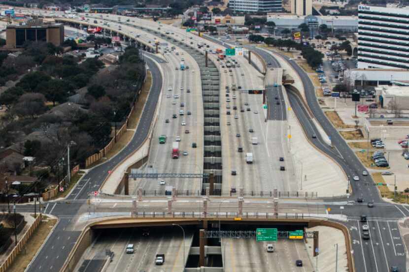 Interstate 635 as viewed looking west from a helicopter on Wednesday, January 4, 2017 in...
