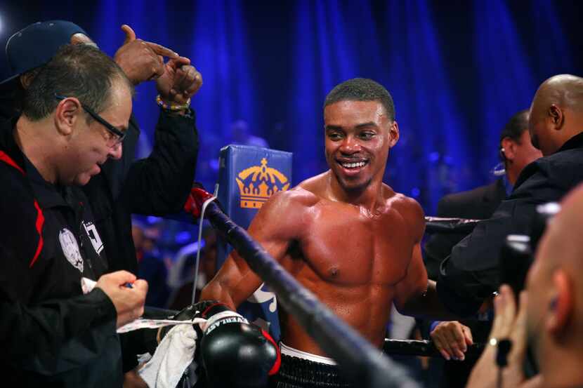 DeSoto boxer Errol Spence Jr, a rising star in the sport, is all smiles after defeating...