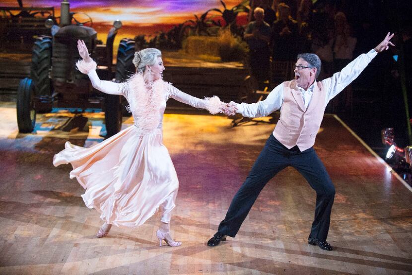 Rick Perry and his partner, Emma Slater, on Dancing With the Stars on ABC. (ABC/Eric...