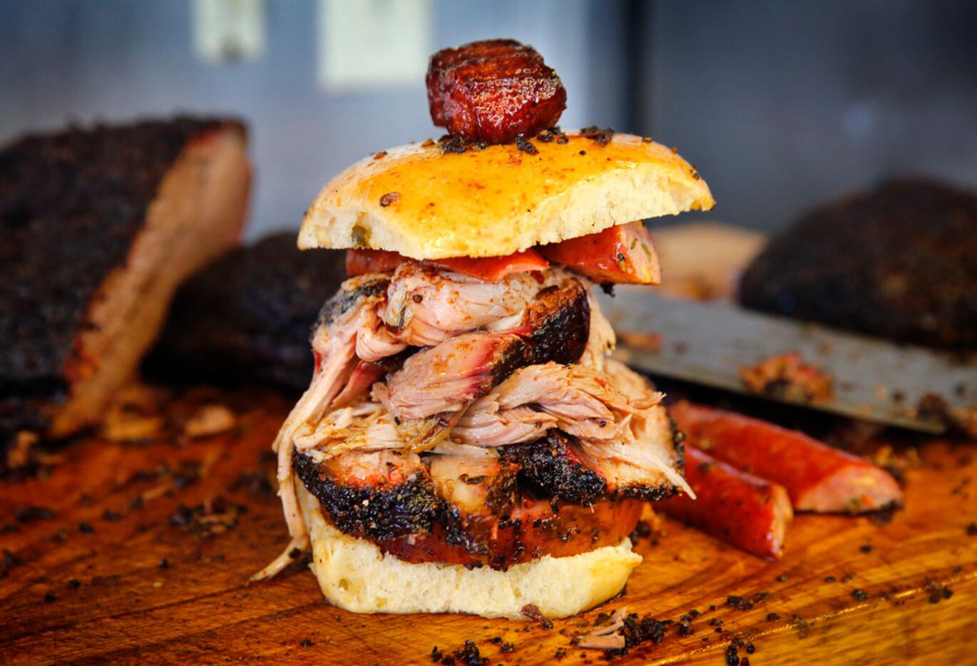 Panther City BBQ co-pitmasters Ernie Morales and Chris Magallanes prepared a Southside...