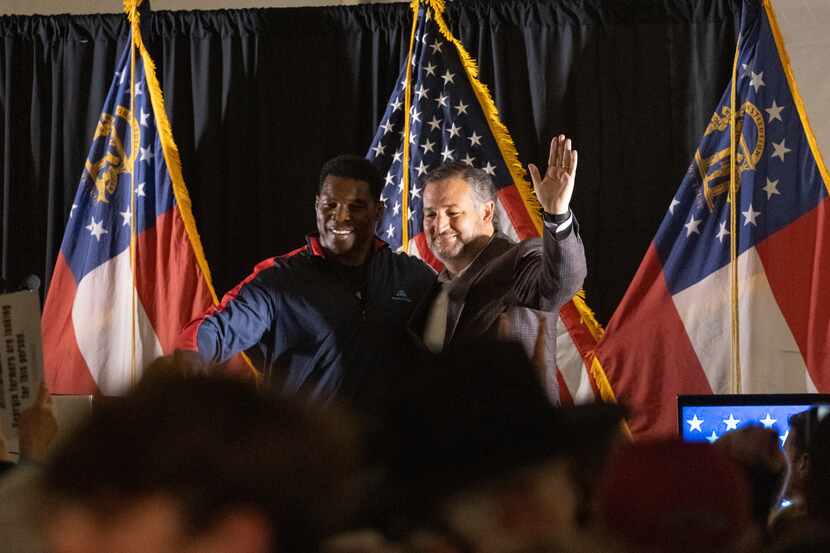 Sen. Ted Cruz campaigns for Republican Senate candidate Herschel Walker at a rally at The...