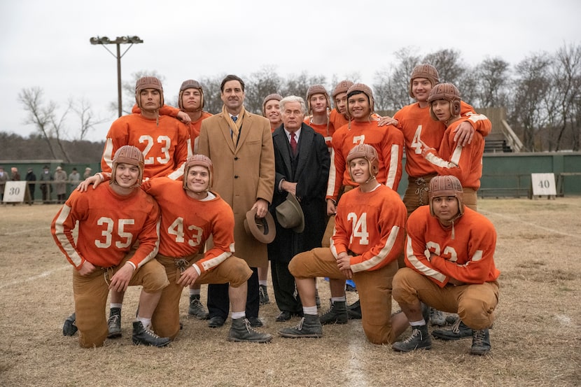 A photo from the movie "12 Mighty Orphans." Left to Right: (Back): Preston Porter, Woodrow...