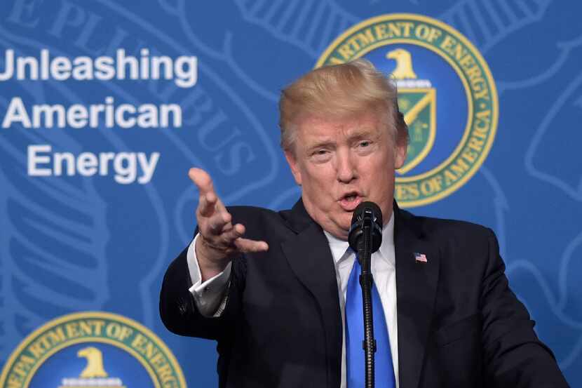 President Donald Trump speaks at the Department of Energy in Washington on Thursday, June...