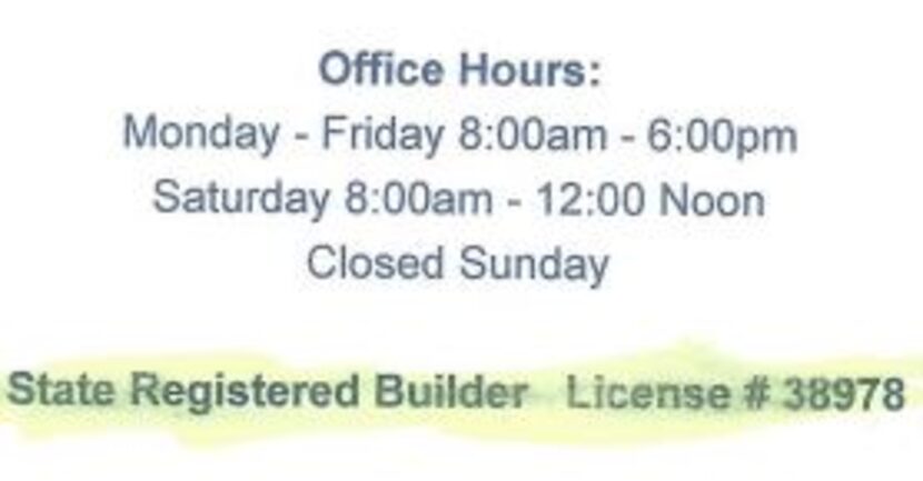 Guthrie claimed to be a state registered builder. No such designation exists in Texas.