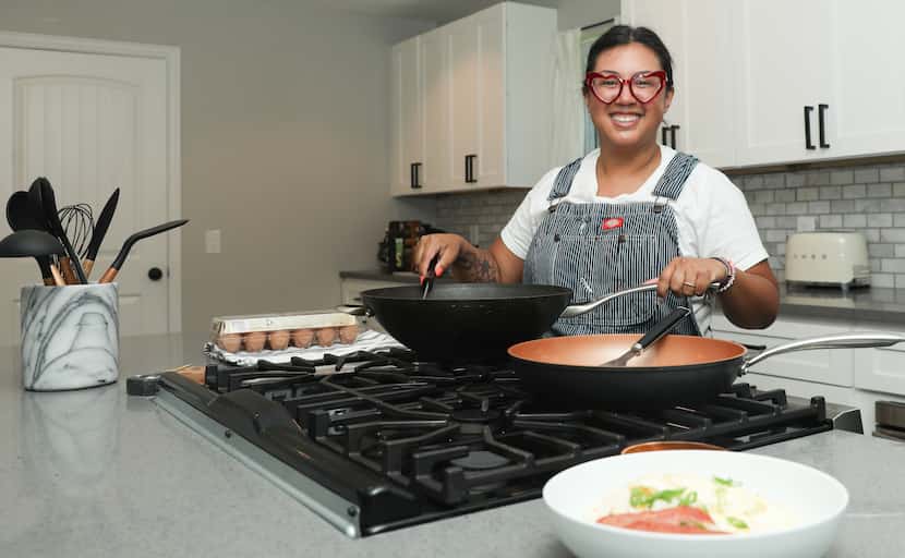 Anna Swann, the owner and chef of Ulam Dallas, a modern Filipino kitchen, makes Spamsilog, a...