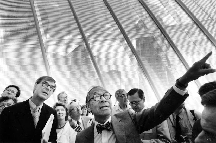 Architect I.M. Pei, who designed the Morton H. Meyerson Symphony Center, calls attention to...