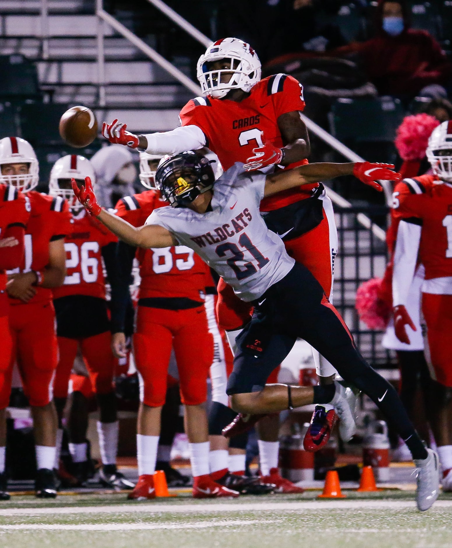 Irving MacArthur's Davion Daily (3) fails to catch the ball during the fourth quarter of a...