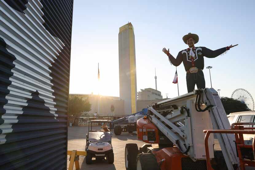 Big Tex stood ready to greet the public as final preparations were made around Fair Park on...