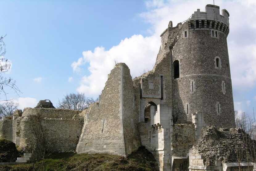 Ruins of the Norman castle belonging to Robert the Devil, above the Seine riverside town of...