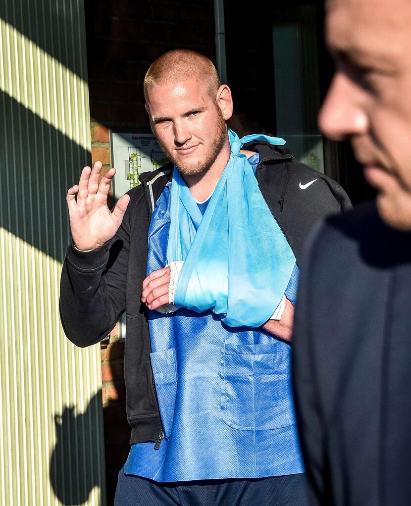 
Airman 1st Class Spencer Stone held the gunman in a chokehold but was severely cut.
