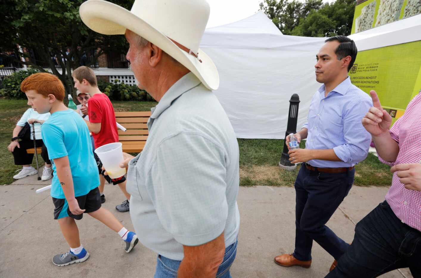 Former Housing and Urban Development Secretary Julian Castro (right) visited the Iowa State...