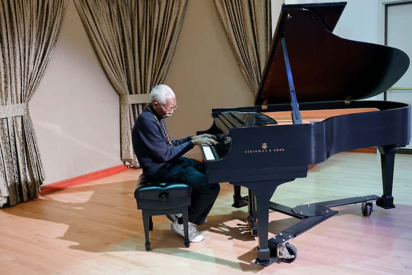 Dallas musician Roger Boykin plays the piano at Sammons Center for the Arts.