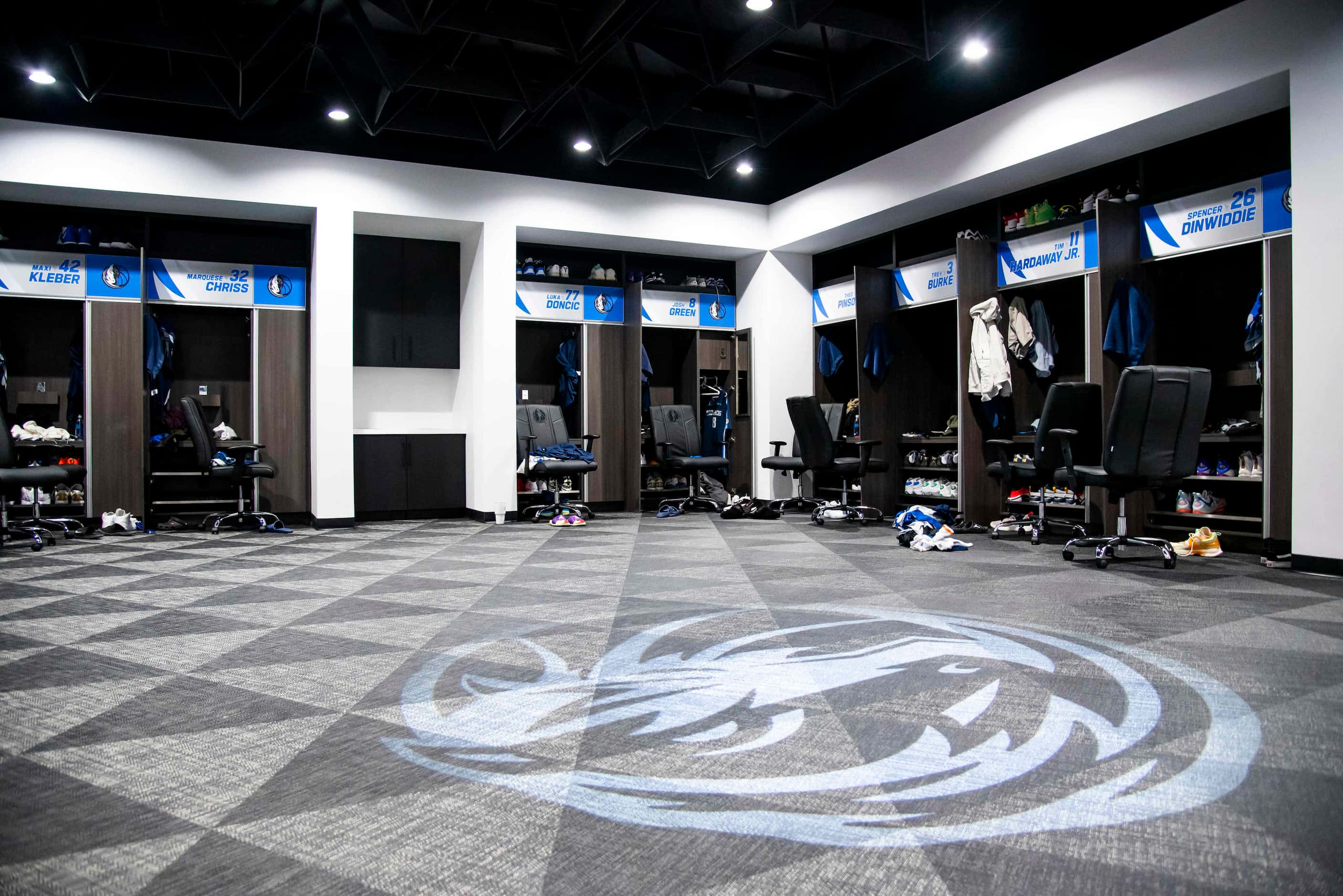 A view of the new locker rooms at the Dallas Mavericks BioSteel Practice Center in downtown...