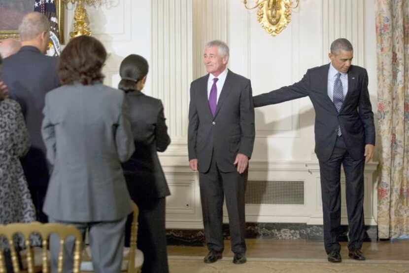 
President Barack Obama said Monday that it was “an appropriate time” for Chuck Hagel to...