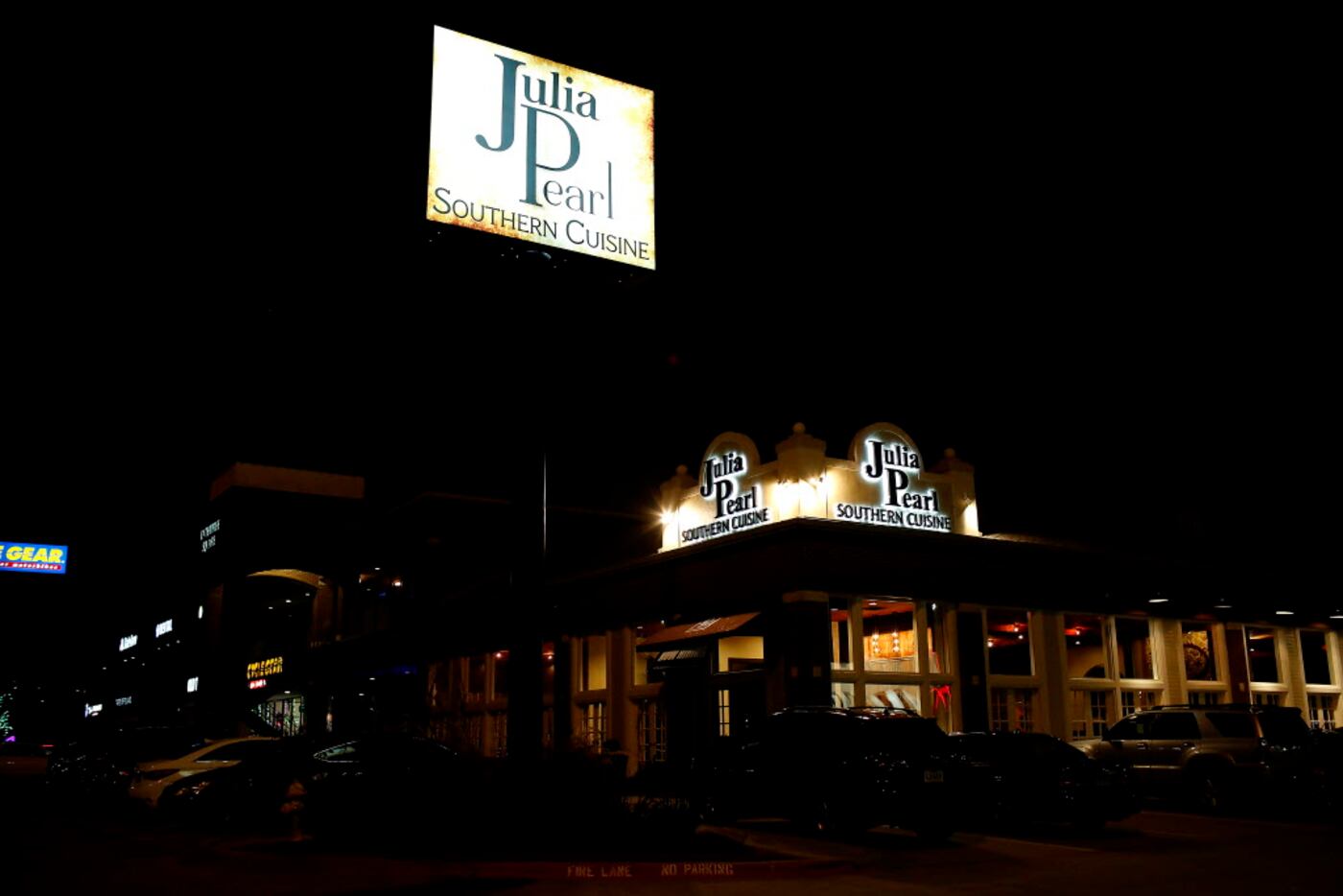 The outside of Julia Pearl Southern Cuisine, a new restaurant in Plano, Texas, during a...