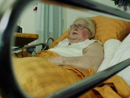 Mary Schrader , a nursing home resident, was photographed in her room at the Pioneer Care...