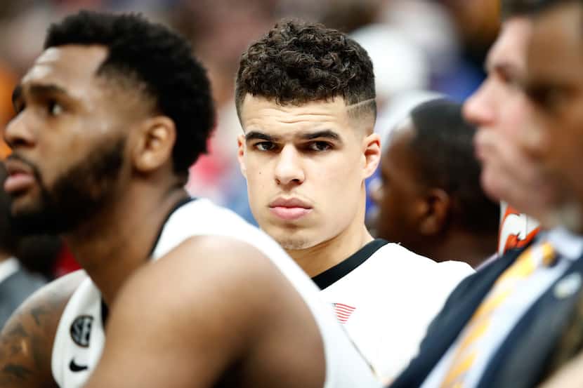 ST LOUIS, MO - MARCH 08:  Michael Porter Jr #13 of the Missouri Tigers watches the action...