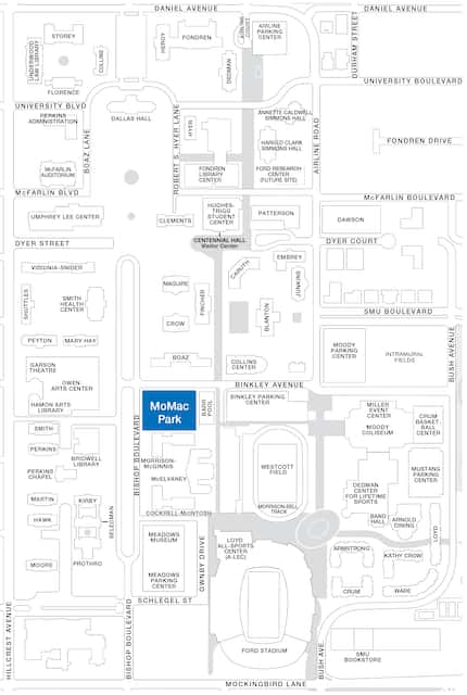 Morrison-McGinnis Park, colored blue in the above map, is the location SMU policy currently...