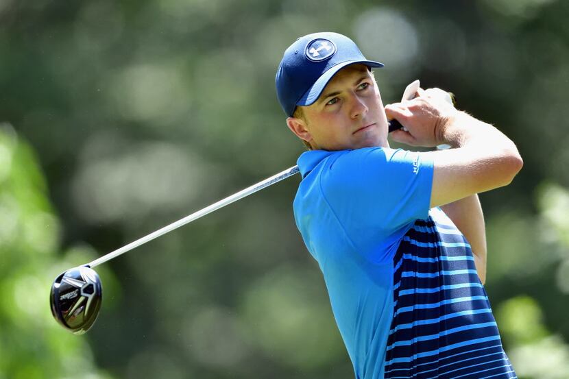 SPRINGFIELD, NJ - JULY 28: Jordan Spieth of the United States plays his shot from the third...