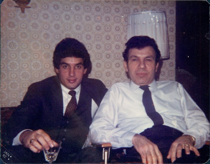 Steve Demetriou with his father in 1982, when Steve was working at Exxon Mobil.