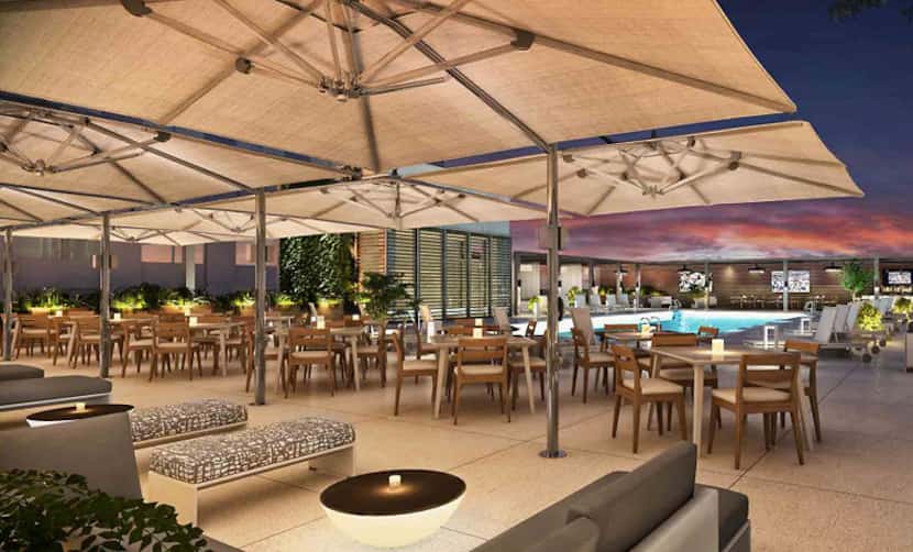This rendering shows the rooftop pool at the members-only Cowboys Club coming to The Star in...