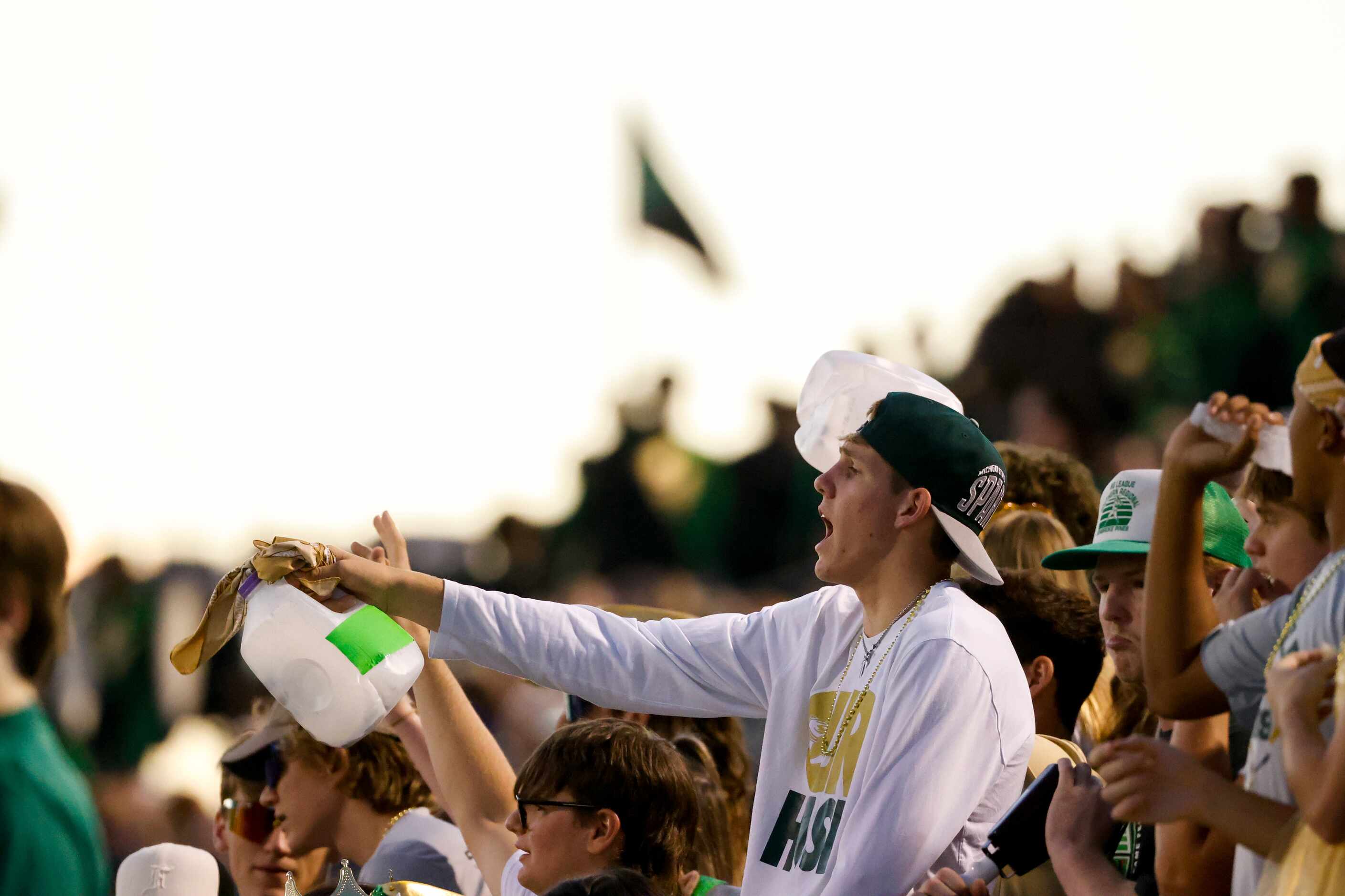 Birdville students and fans react to the game against Mansfield Timberview at the Birdville...