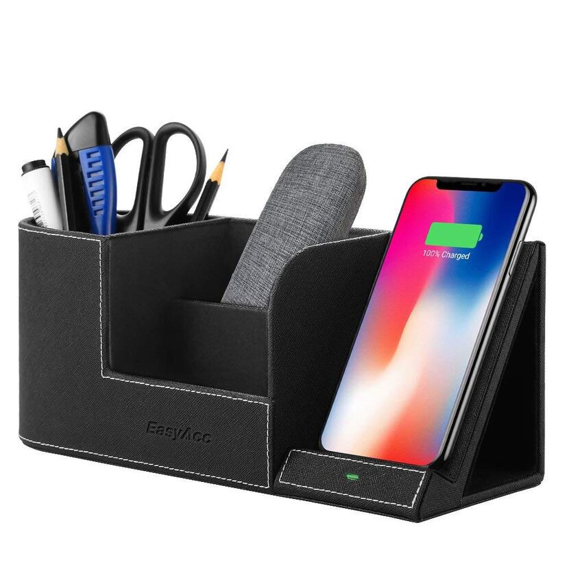 EasyAcc Qi-certified wireless charging stand with multi-device organizer