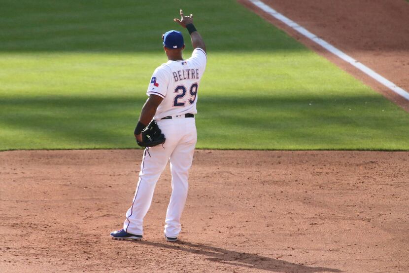 Texas Rangers third baseman Adrian Beltre (29) is pictured during the Houston Astros vs. the...
