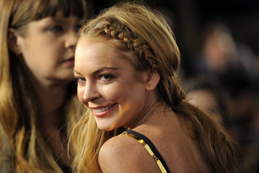 Lindsay Lohan at the Los Angeles premier of "Scary Movie V" on April 11, 2013.