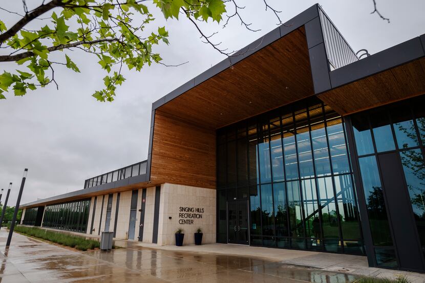 The main entrance at Singing Hills Recreation Center in South Dallas, on Friday, April 30,...