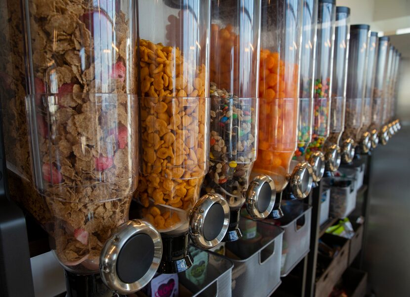 The employee snack bar at Uber's Deep Ellum office on Jan. 27, 2020 in Dallas. (Juan...