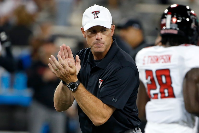 Texas Tech head coach Matt Wells prior to an NCAA college football game against Arizona,...